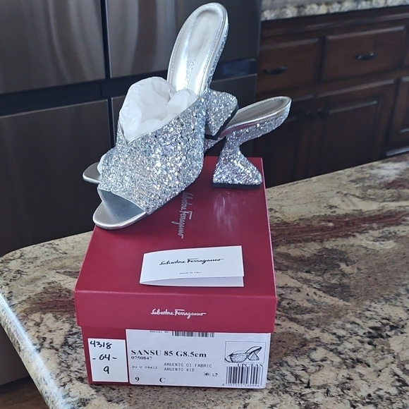 Salvatore Ferragamo Shoes - Salvatore Ferragamo Silver Glitter Heels